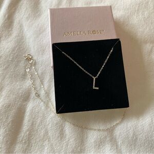 Sterling Silver Diamond Initial 'L' Necklace